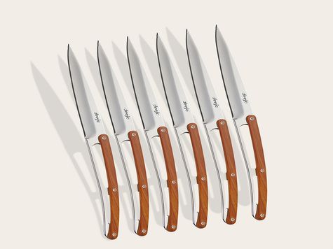 6 Deejo de table Prestige Serrated, Bois corail