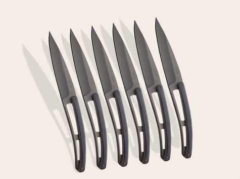 6 Deejo de table Prestige Serrated, Ebène